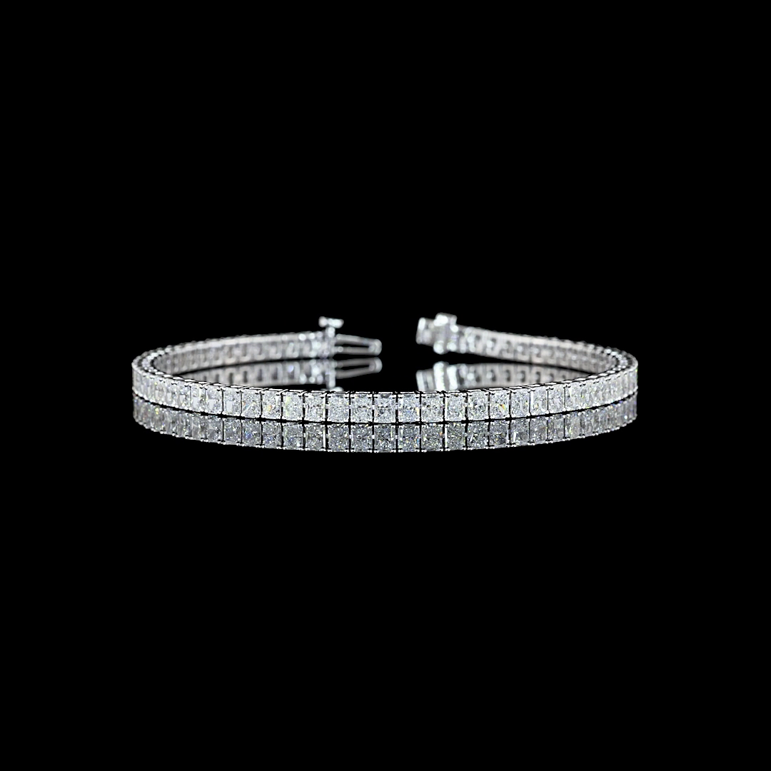 Lab-Grown 6.33 Carat Radiant E-VS Diamond 14K White Gold Tennis Bracelet