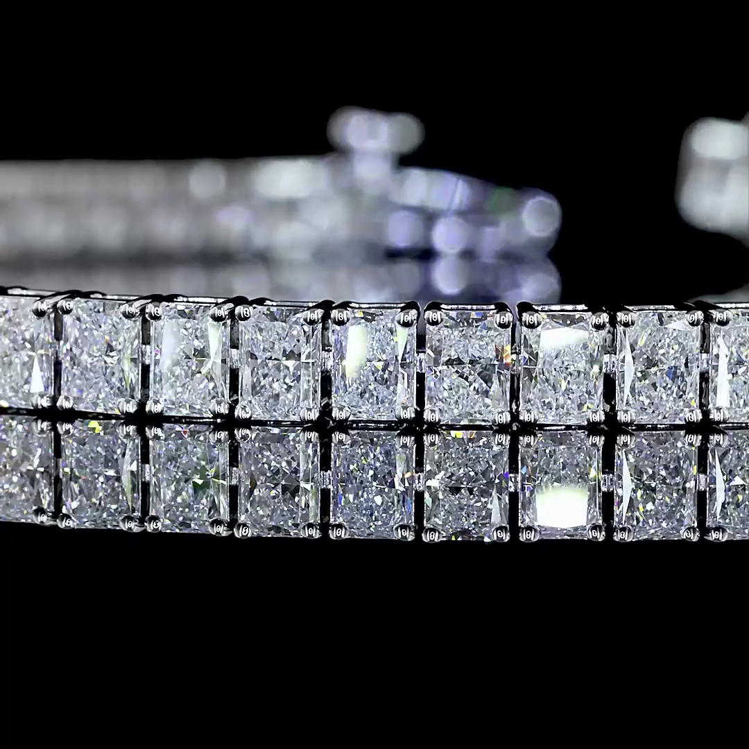 Lab-Grown 6.33 Carat Radiant E-VS Diamond 14K White Gold Tennis Bracelet