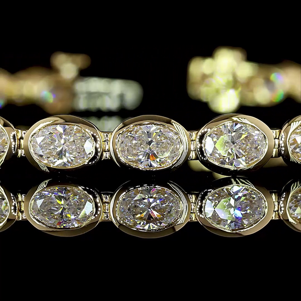 Lab-Grown 6.22 Carat Oval E-VS Diamond 14K Yellow Gold Tennis Bracelet
