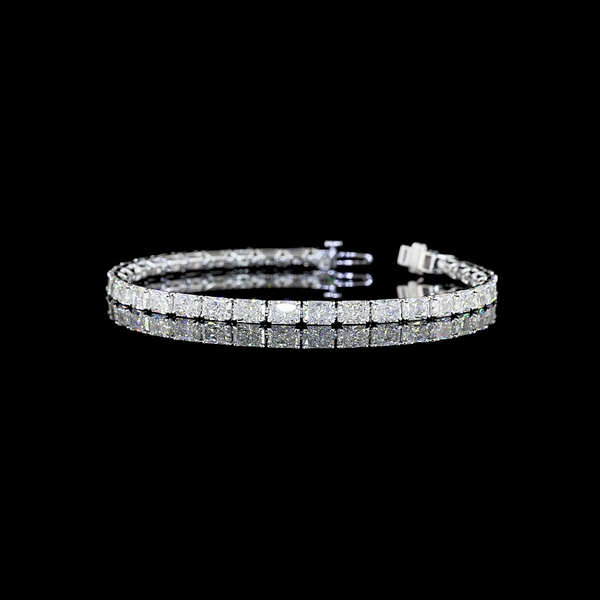 Lab-Grown 11.24 Carat Radiant F-VS1 Diamond 14K White Gold Tennis Bracelet