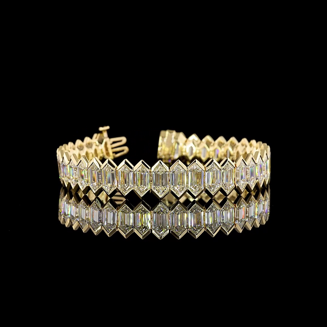 Lab-Grown 37.72 Carat Step Marquise E-VVS2 Diamond 14K White Gold Tennis Bracele