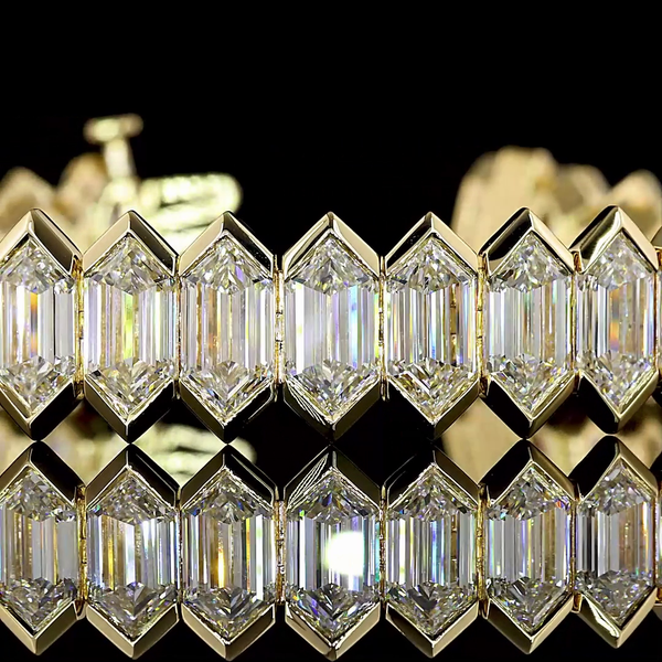 Lab-Grown 37.72 Carat Step Marquise E-VVS2 Diamond 14K White Gold Tennis Bracele