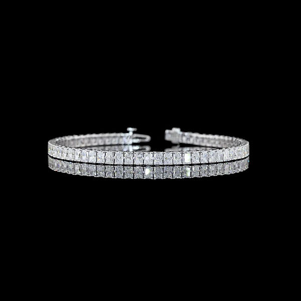 Lab-Grown 7.79 Carat Radiant E-VS2 Diamond 14K White Gold Tennis Bracelet