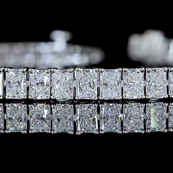 Lab-Grown 7.79 Carat Radiant E-VS2 Diamond 14K White Gold Tennis Bracelet