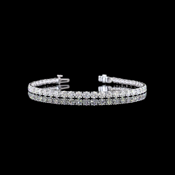 Lab-Grown 6.92 Carat Round - Diamond 14K White Gold Tennis Bracelet