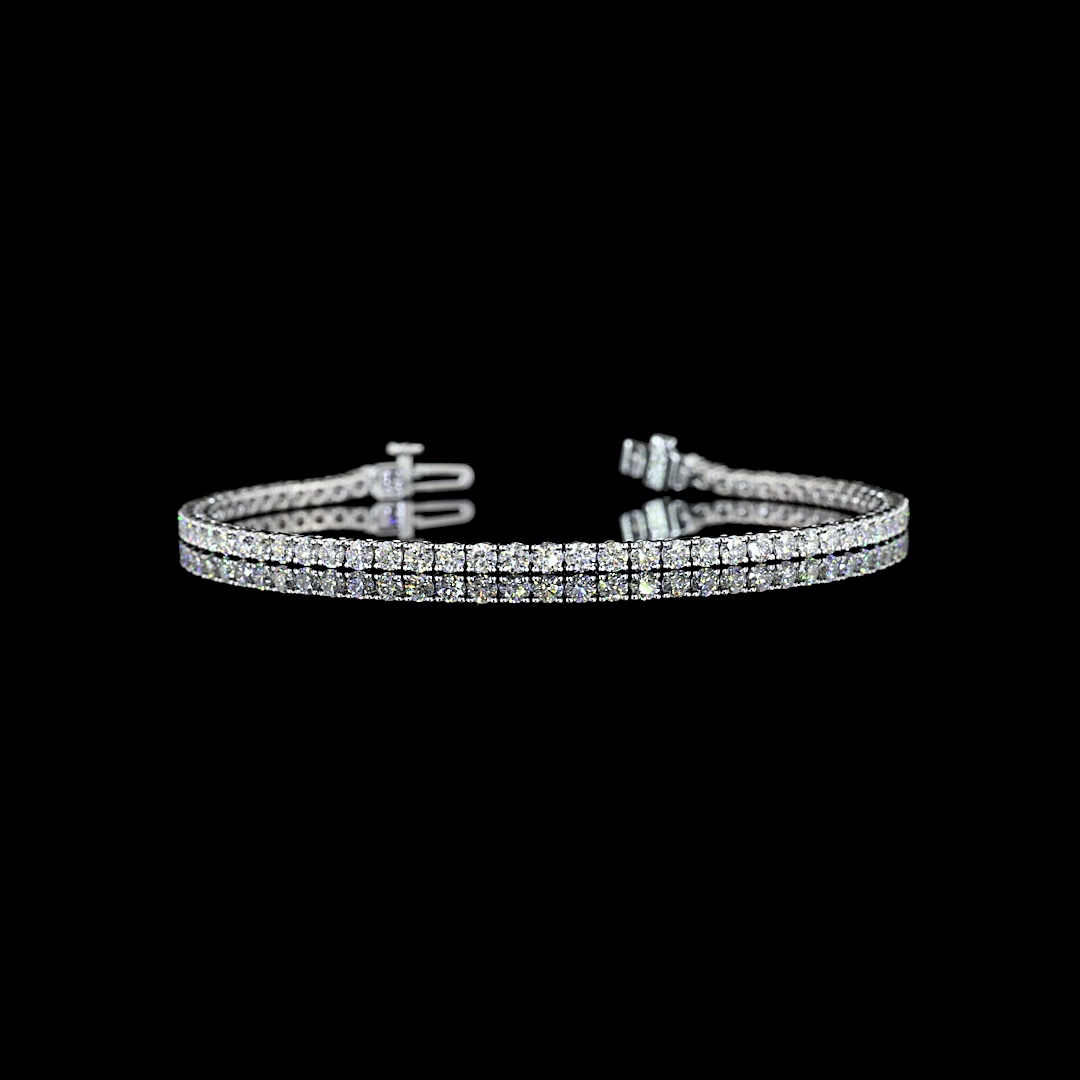 Lab-Grown 3.19 Carat Round E-F-VS Diamond 14K Yellow Gold Tennis Bracelet