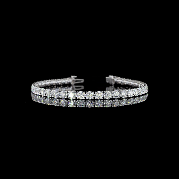 Lab-Grown 9.86 Carat Round E-VS2 Diamond Silver Tennis Bracelet