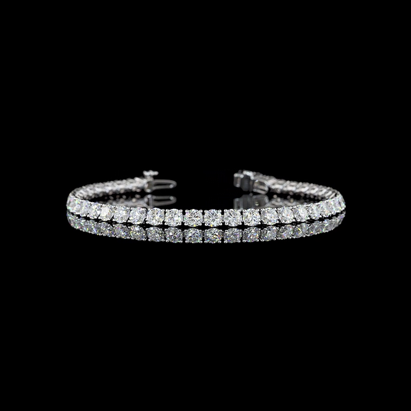 Lab-Grown 8.3 Carat Round E-VS2 Diamond Silver Tennis Bracelet