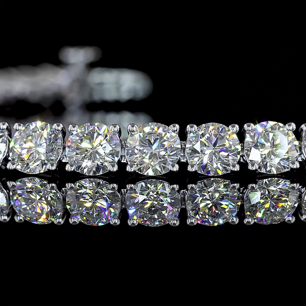 Lab-Grown 8.3 Carat Round E-VS2 Diamond Silver Tennis Bracelet