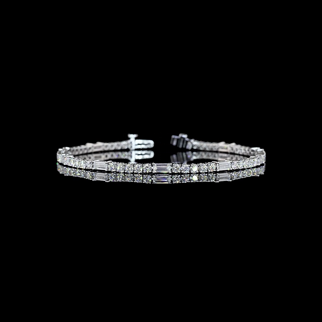 Lab-Grown 4.24 Carat MIX - Diamond 14K White Gold Station Line Tennis Bracelet