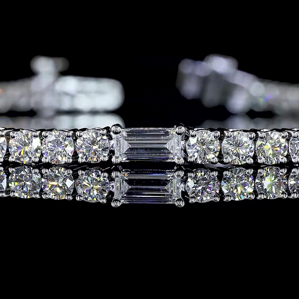 Lab-Grown 4.24 Carat MIX - Diamond 14K White Gold Station Line Tennis Bracelet