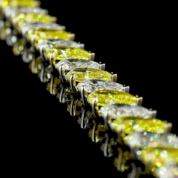 Lab-Grown 17.27 Carat Pear E-VS2 Diamond 14K Two Tone Tennis Bracelet