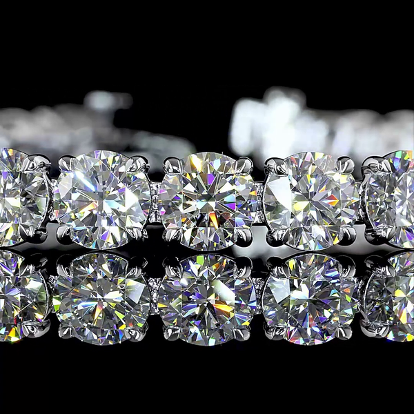 Lab-Grown 21.71 Carat Round - Diamond 14K White Gold Tennis Bracelet