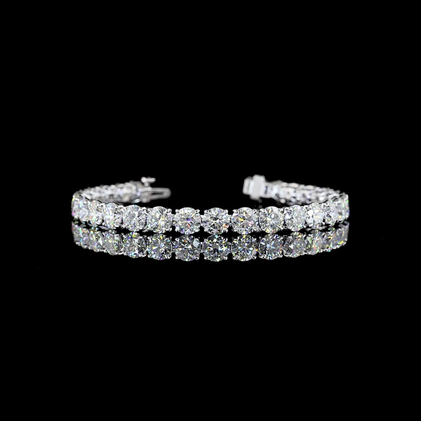 Lab-Grown 19.88 Carat Round E-VS1 Diamond 14K White Gold Tennis Bracelet