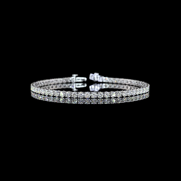 Lab-Grown 5.28 Carat Round - Diamond 14K White Gold Tennis Bracelet