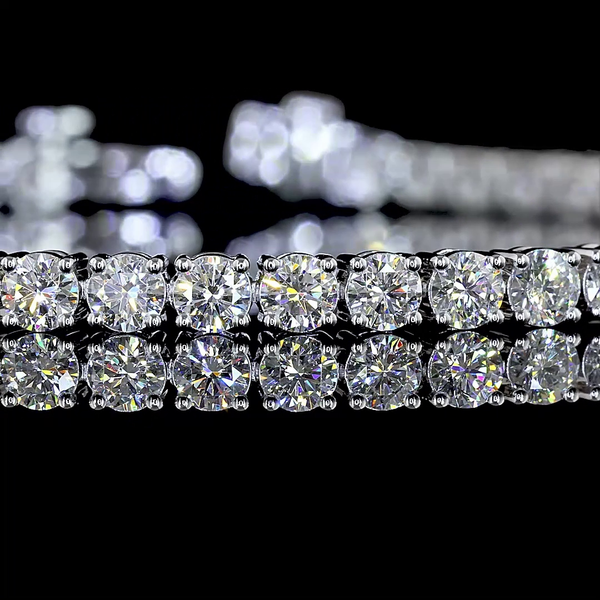 Lab-Grown 5.28 Carat Round - Diamond 14K White Gold Tennis Bracelet