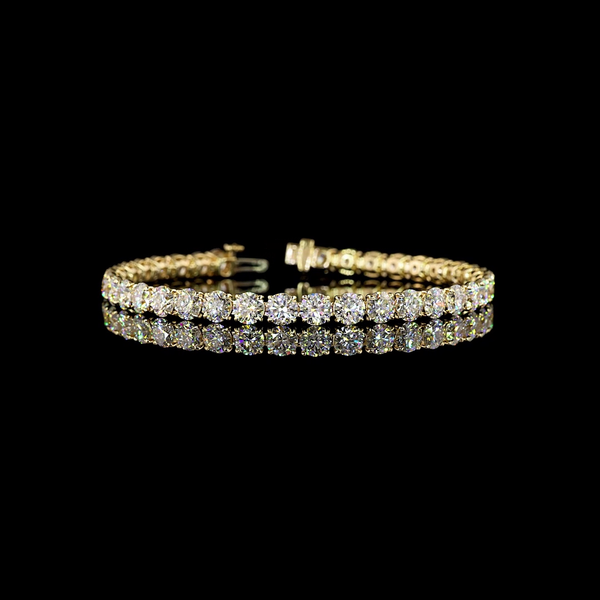 Lab-Grown 14.83 Carat Round - Diamond 14K Yellow Gold Tennis Bracelet