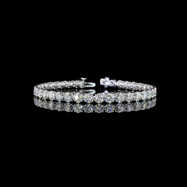 Lab-Grown 14.85 Carat Round - Diamond 14K White Gold Tennis Bracelet