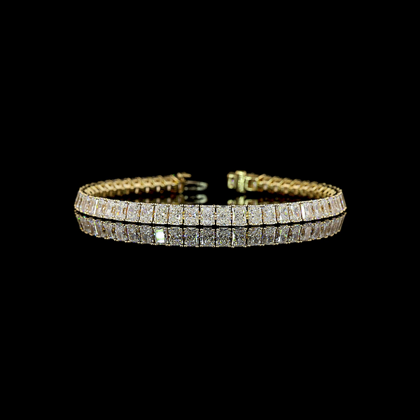 Lab-Grown 12.14 Carat Radiant - Diamond 14K Yellow Gold Tennis Bracelet