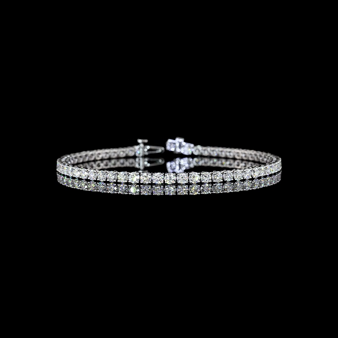 Lab-Grown 5.36 Carat Round - Diamond 14K White Gold Tennis Bracelet