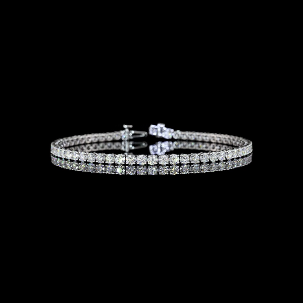 Lab-Grown 5.36 Carat Round - Diamond 14K White Gold Tennis Bracelet