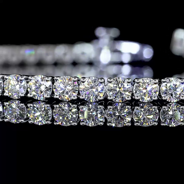 Lab-Grown 5.16 Carat Round - Diamond 14K White Gold Tennis Bracelet