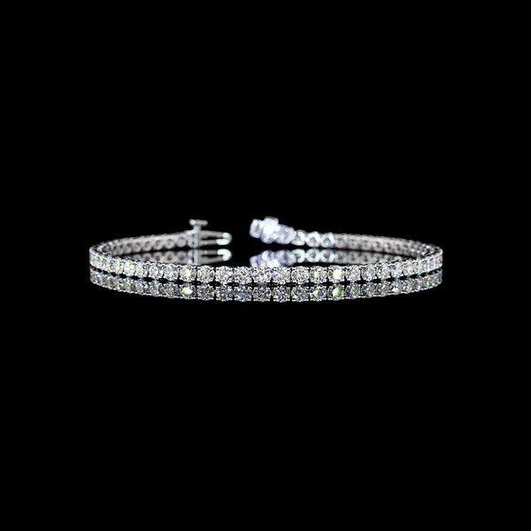 Lab-Grown 5.15 Carat Round - Diamond 14K White Gold Tennis Bracelet