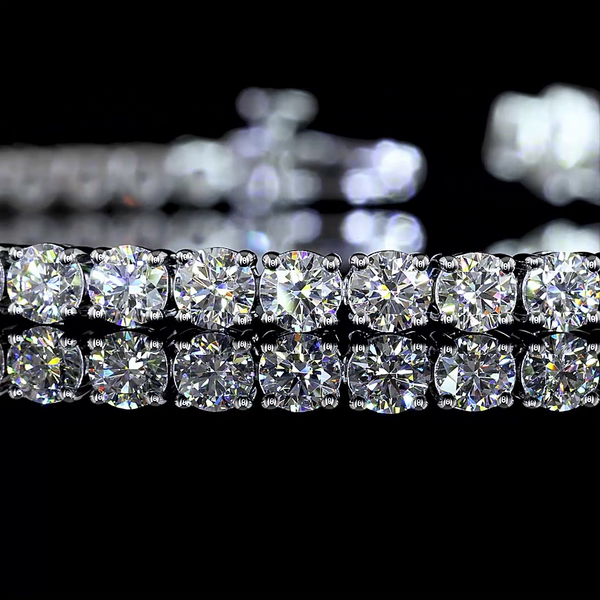 Lab-Grown 5.15 Carat Round - Diamond 14K White Gold Tennis Bracelet