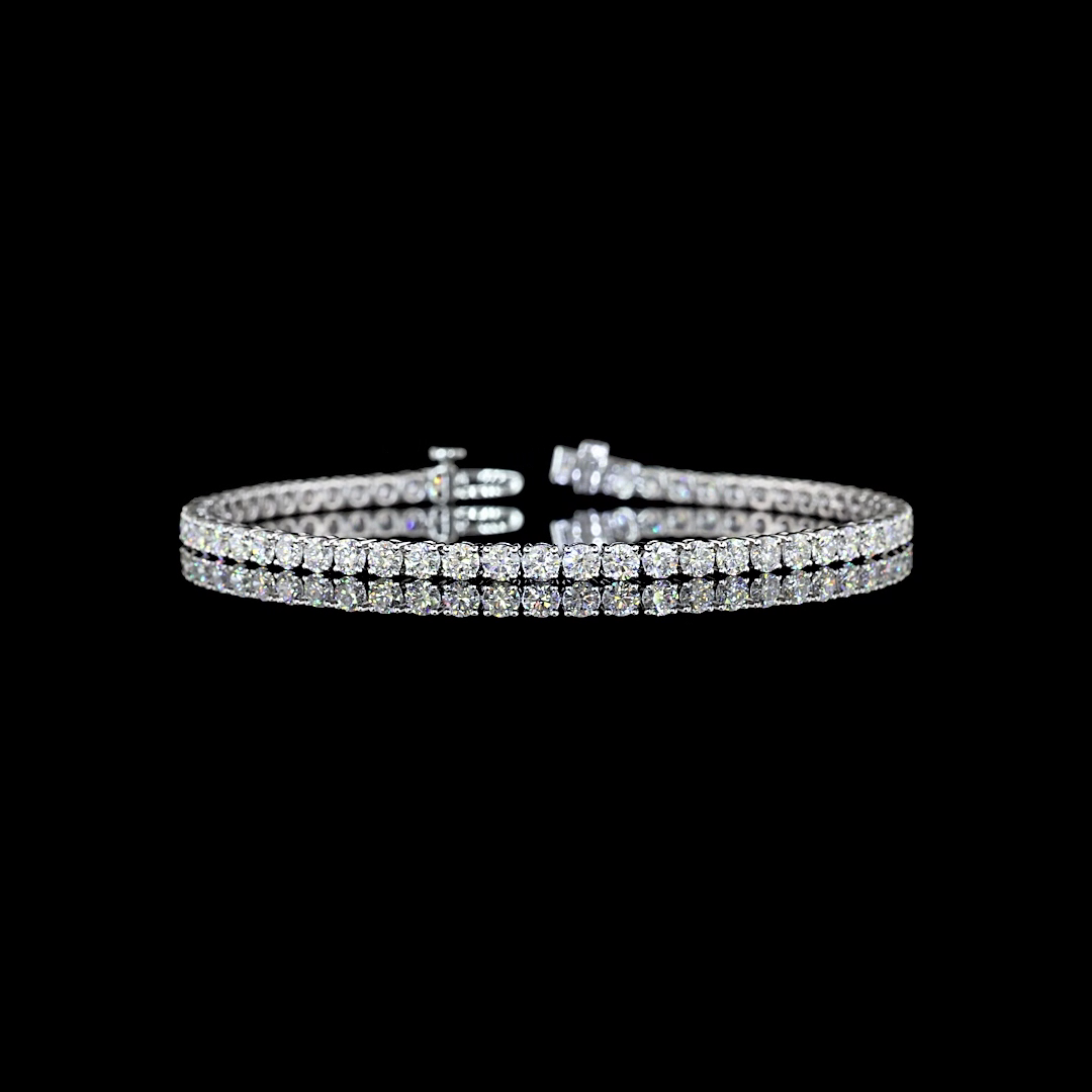 Lab-Grown 5.18 Carat Round - Diamond 14K White Gold Tennis Bracelet