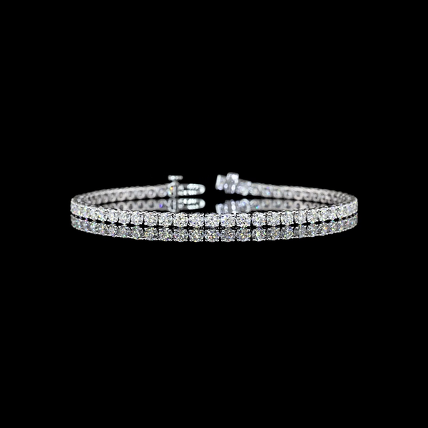 Lab-Grown 5.18 Carat Round - Diamond 14K White Gold Tennis Bracelet