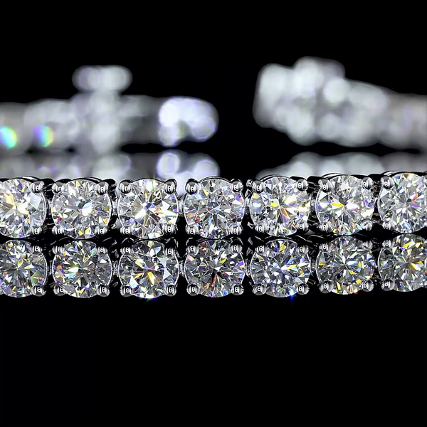 Lab-Grown 5.18 Carat Round - Diamond 14K White Gold Tennis Bracelet