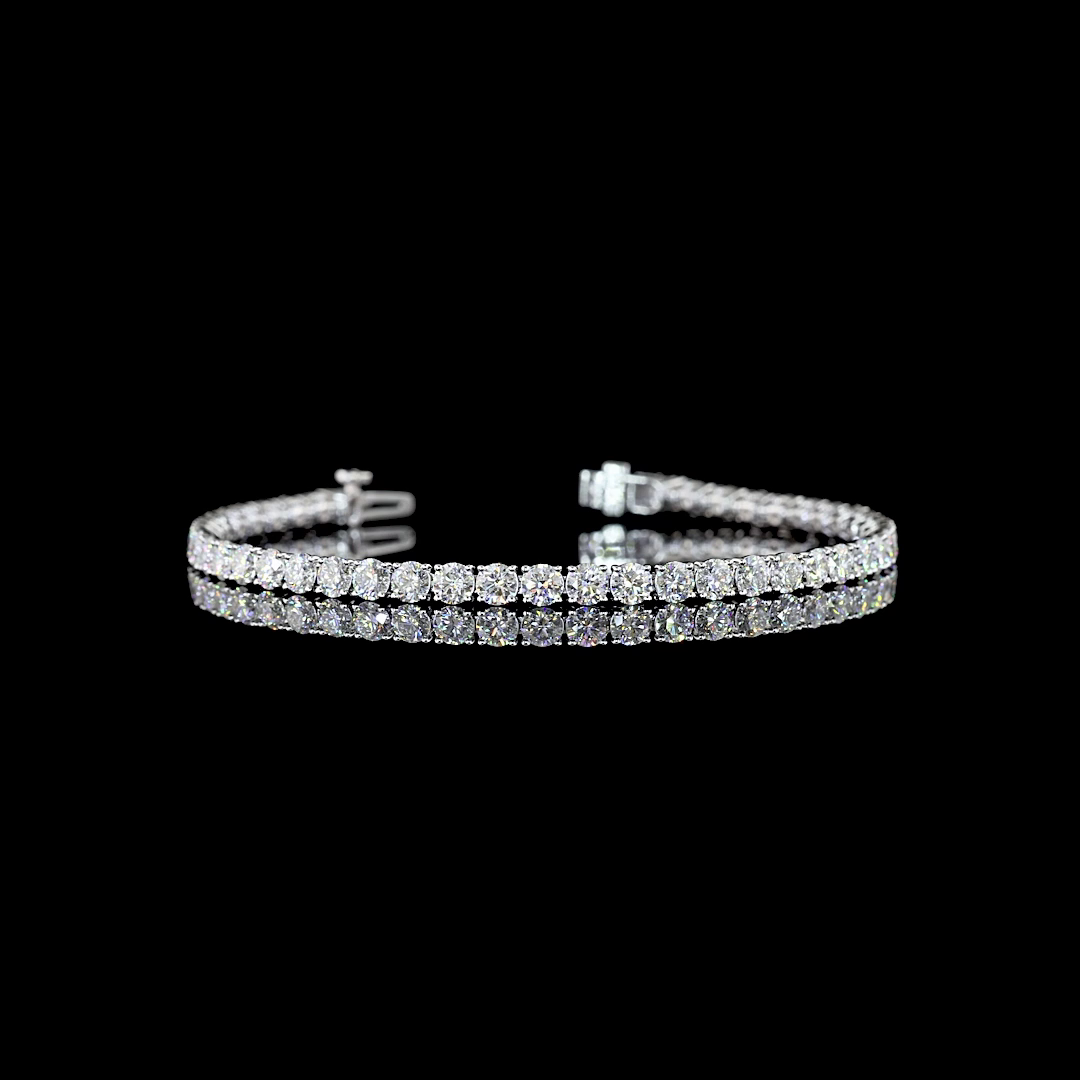 Lab-Grown 7.02 Carat Round - Diamond 14K White Gold Tennis Bracelet