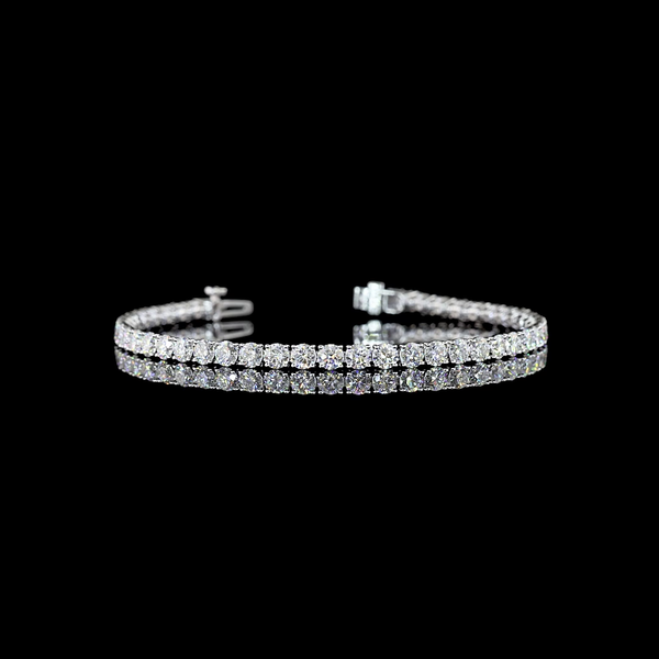 Lab-Grown 7.02 Carat Round - Diamond 14K White Gold Tennis Bracelet