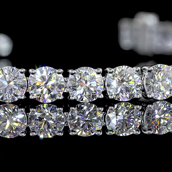 Lab-Grown 7.02 Carat Round - Diamond 14K White Gold Tennis Bracelet