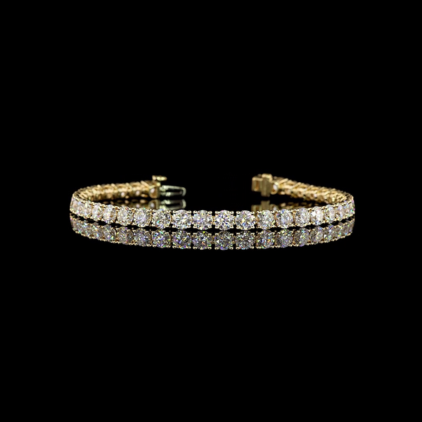 Lab-Grown 9.67 Carat Round - Diamond 14K Yellow Gold Tennis Bracelet