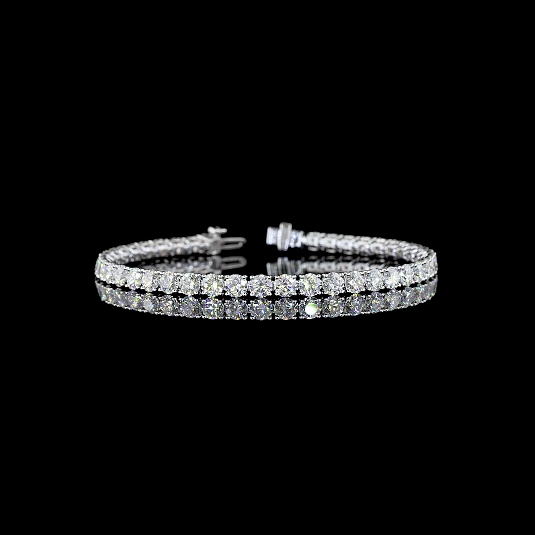 Lab-Grown 9.82 Carat Round E-F- Diamond 14K White Gold Tennis Bracelet