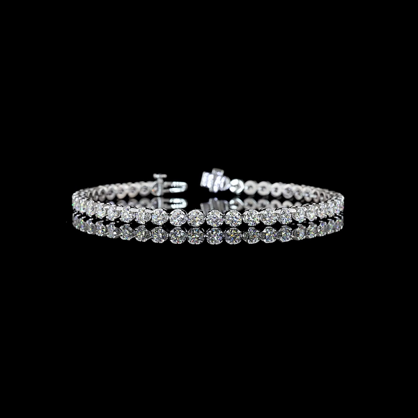 Lab-Grown 4.94 Carat Round - Diamond 14K White Gold Tennis Bracelet