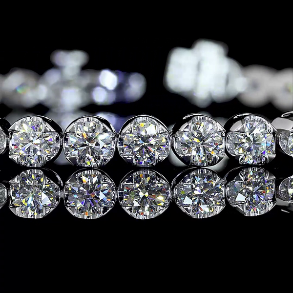 Lab-Grown 4.94 Carat Round - Diamond 14K White Gold Tennis Bracelet