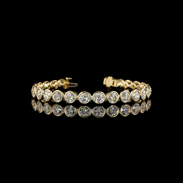 Lab-Grown 13.38 Carat Round - Diamond 14K Yellow Gold Tennis Bracelet