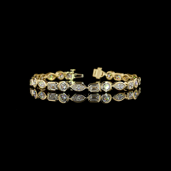 Lab-Grown 10.48 Carat MIX - Diamond 14K Yellow Gold Tennis Bracelet