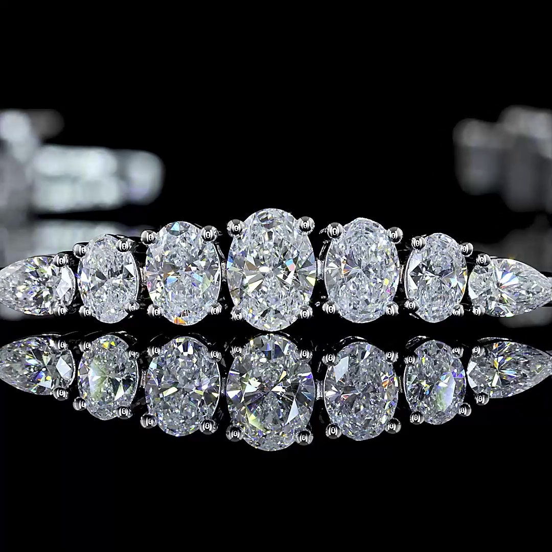 Lab-Grown 3.13 Carat Oval E-F-VS Diamond 14K White Gold Riviera Bracelet