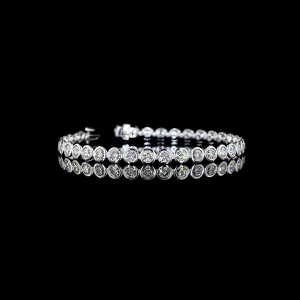 Lab-Grown 7.14 Carat Round - Diamond 14K White Gold Tennis Bracelet