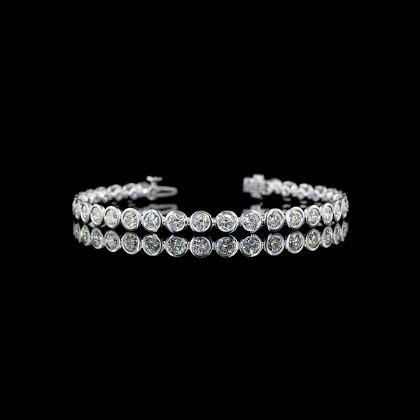 Lab-Grown 6.76 Carat Round - Diamond 14K White Gold Tennis Bracelet