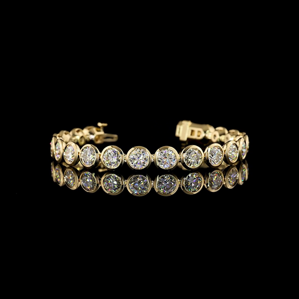 Lab-Grown 18.45 Carat Round - Diamond 14K Yellow Gold Tennis Bracelet