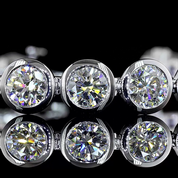 Lab-Grown 20.13 Carat Round - Diamond 14K White Gold Tennis Bracelet