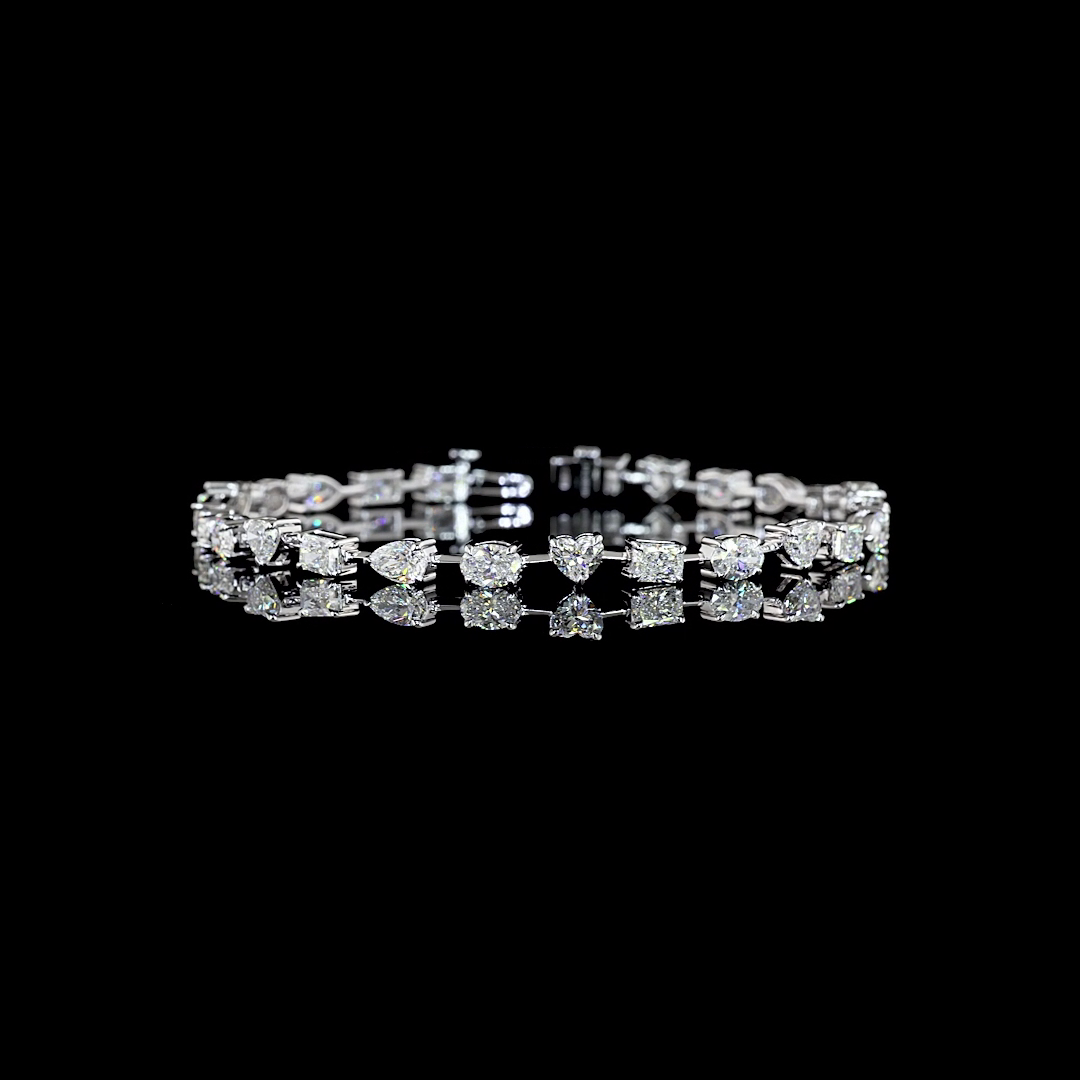 Lab-Grown 6.42 Carat MIX - Diamond 14K White Gold Station Bracelet