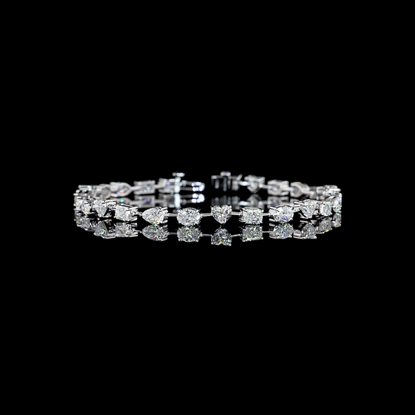 Lab-Grown 6.42 Carat MIX - Diamond 14K White Gold Station Bracelet