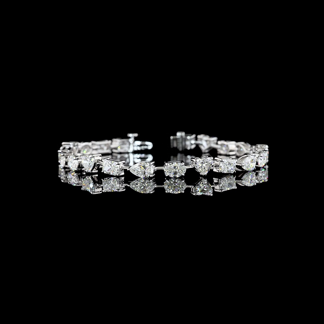 Lab-Grown 11.07 Carat MIX - Diamond 14K White Gold Station Bracelet