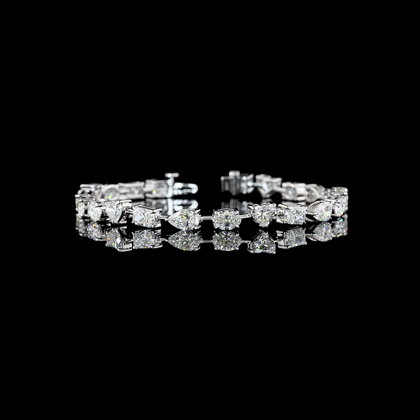 Lab-Grown 11.07 Carat MIX - Diamond 14K White Gold Station Bracelet