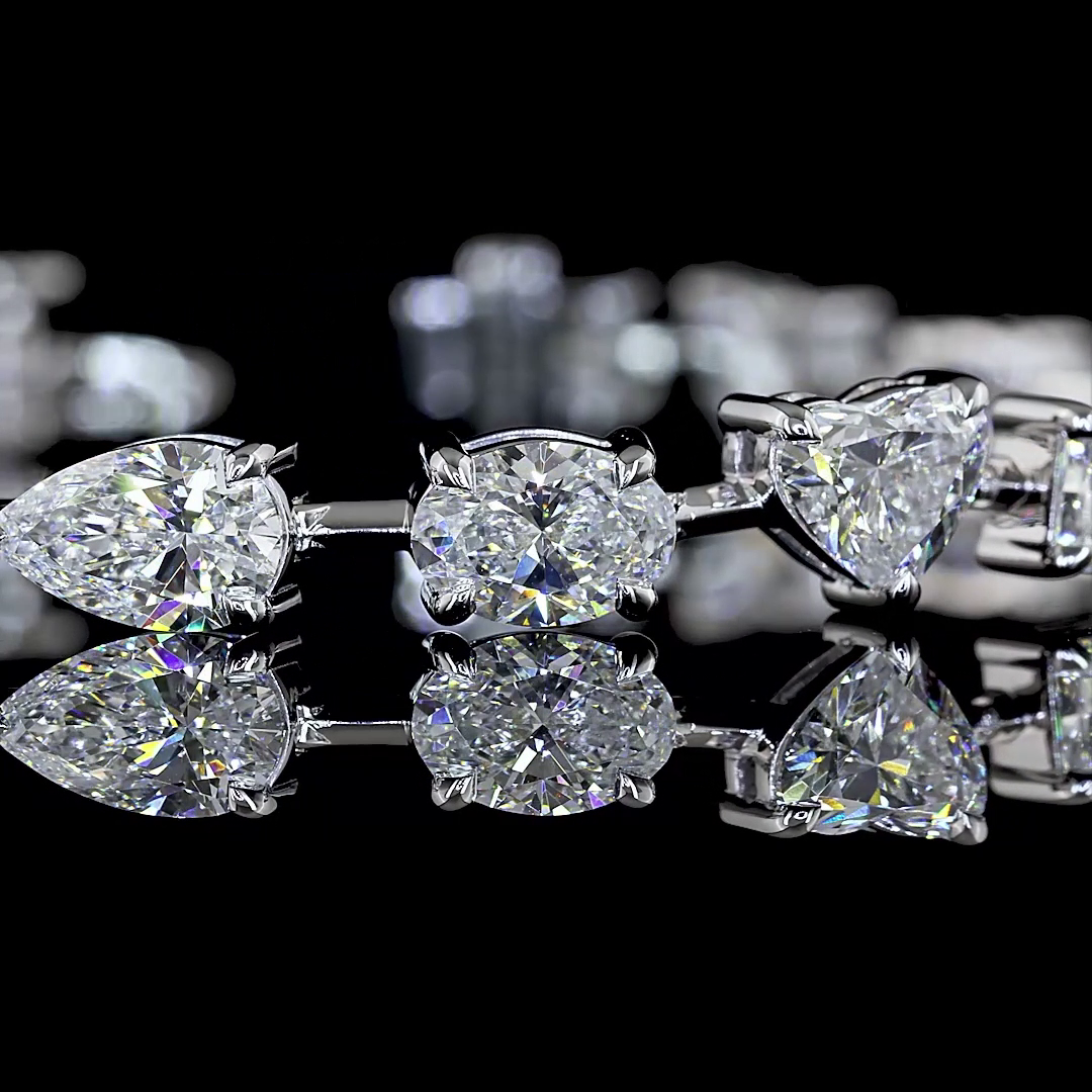 Lab-Grown 11.07 Carat MIX - Diamond 14K White Gold Station Bracelet